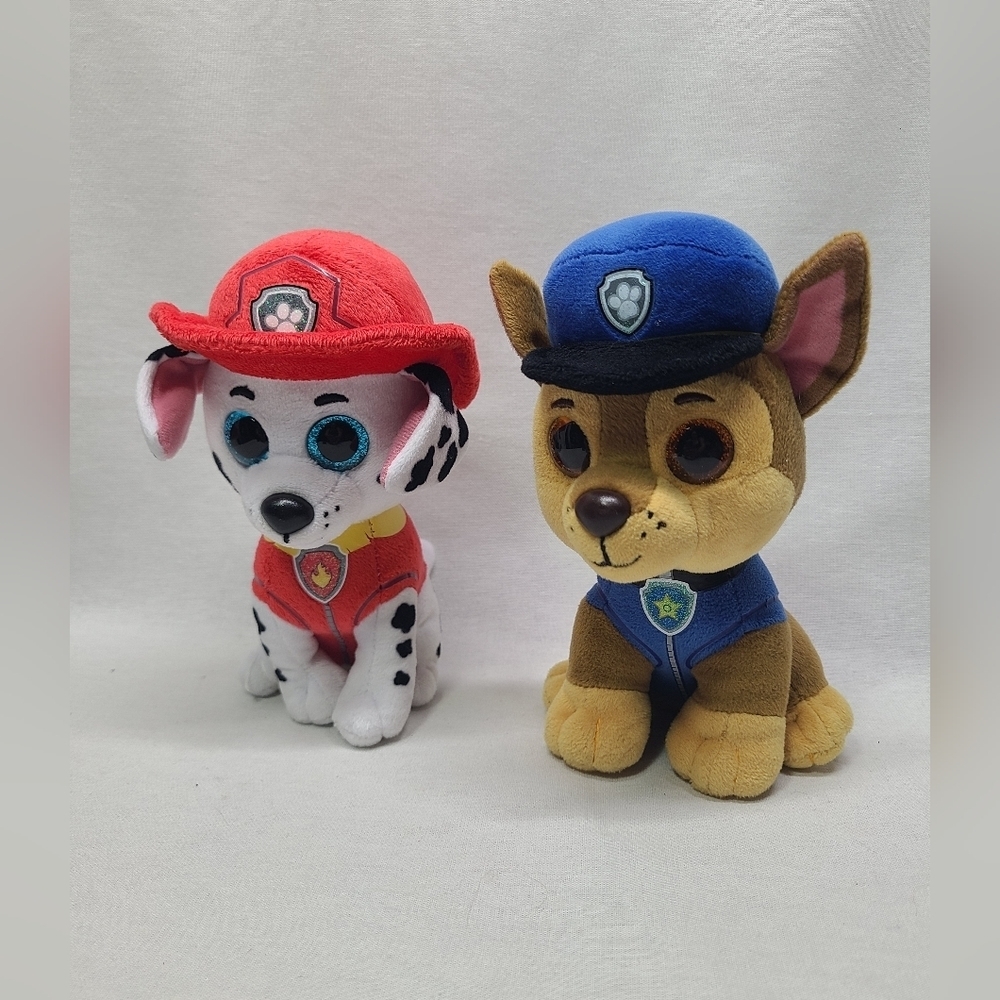 TY Paw Patrol Lot Chase And Marshall Police Dog plush stuffed animal